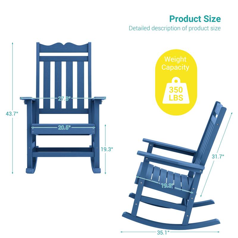 BONOSUKI Patio Adirondack Rocking Chair,Fire Pit Chair Weather Resistant