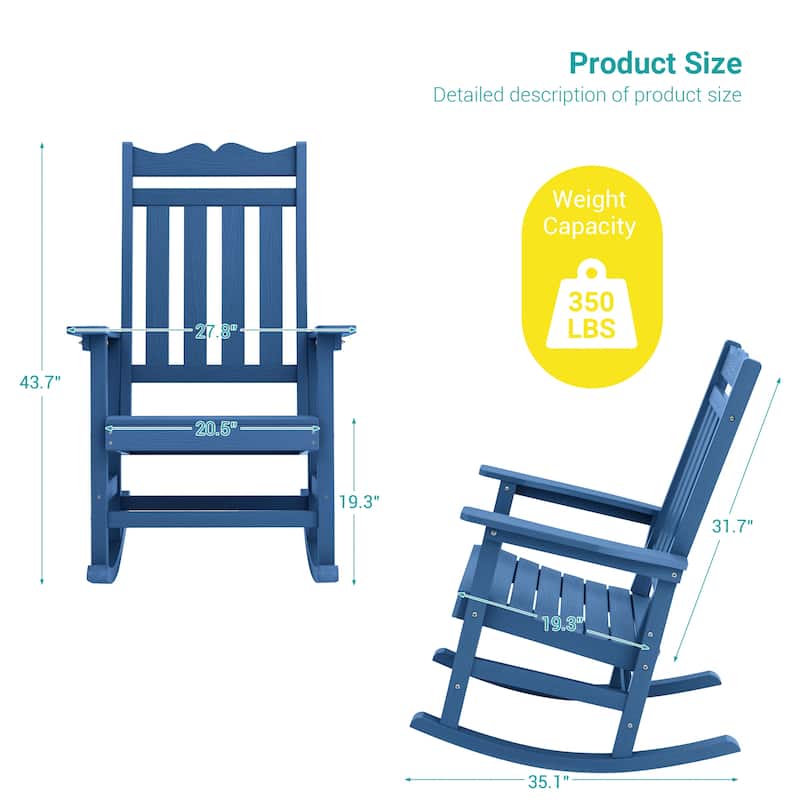 Bonosuki Adirondack Rocking Chair with Big Armrests Fire Pit Chair Weather Resistant