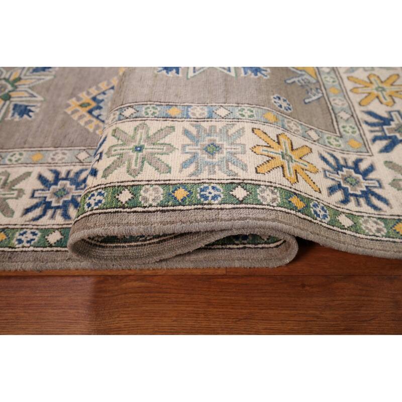 Oriental Grey Kazak Area Rug Handmade Wool Carpet - 5'0" x 6'10"
