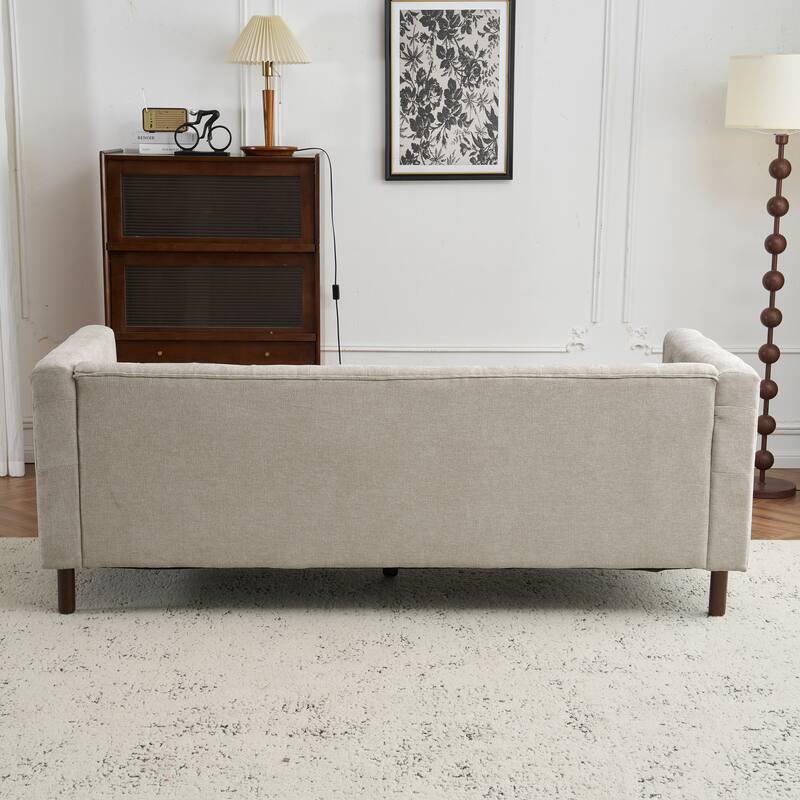 Modern Sofa Couch, 78" Upholstered Loveseat Sofa, Tufted 3-seat Couch with Wooden Legs Luxury Leisure Sofa for Living Room