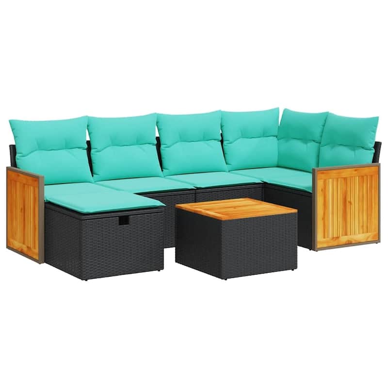 vidaXL Patio Sofa Set with Cushions Outdoor Conversation Furniture Poly Rattan