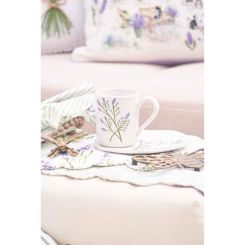 Lavender Fields Reversible Machine Washable Scallop Quilt Placemats Set of 6