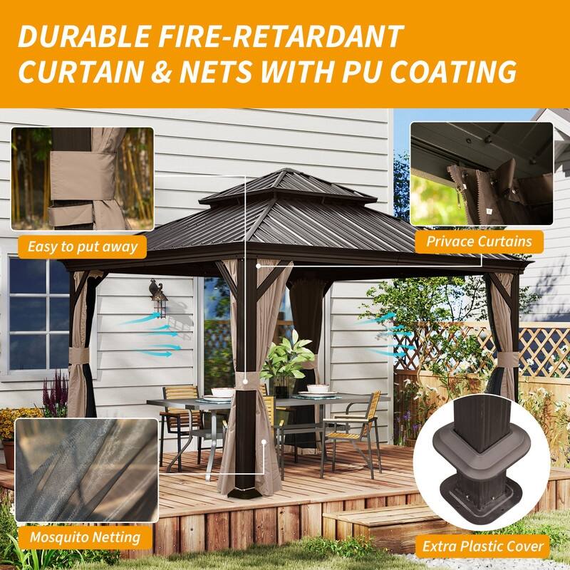 Domi Hardtop Gazebo with Galvanized Steel Double Roof and Aluminum Frame