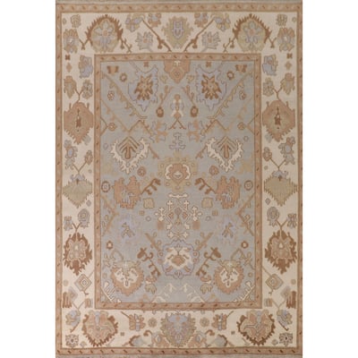 Gray Oushak Indian Area Rug Handmade Wool Carpet - 9'0"x 11'7"