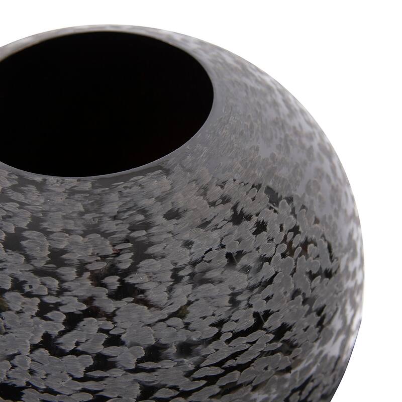 Allan Andrews Chiseled Texture Black Iron Globe Vase, Small - 8H x 10W x 10D