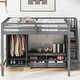 preview thumbnail 8 of 9, Full Size Loft Bed with Wardrobe,Low Storage Table and Storage Staircase