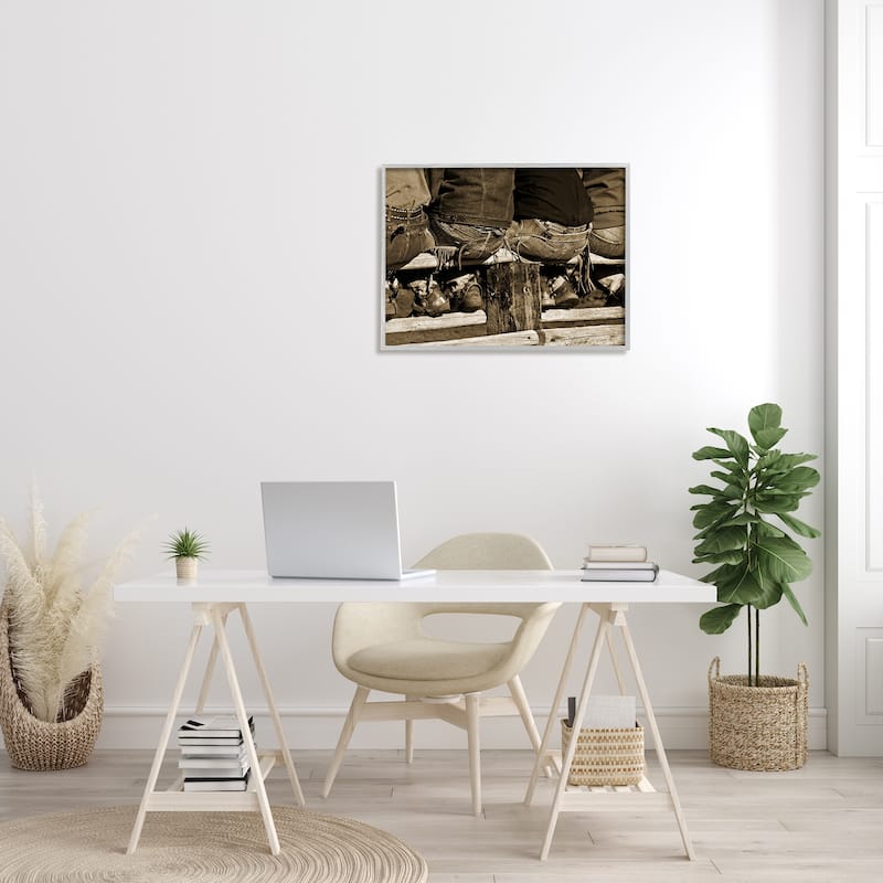 Stupell Vintage Western Cowboys Sitting Sepia Photography Framed Wall Art, Design by Lisa Dearing
