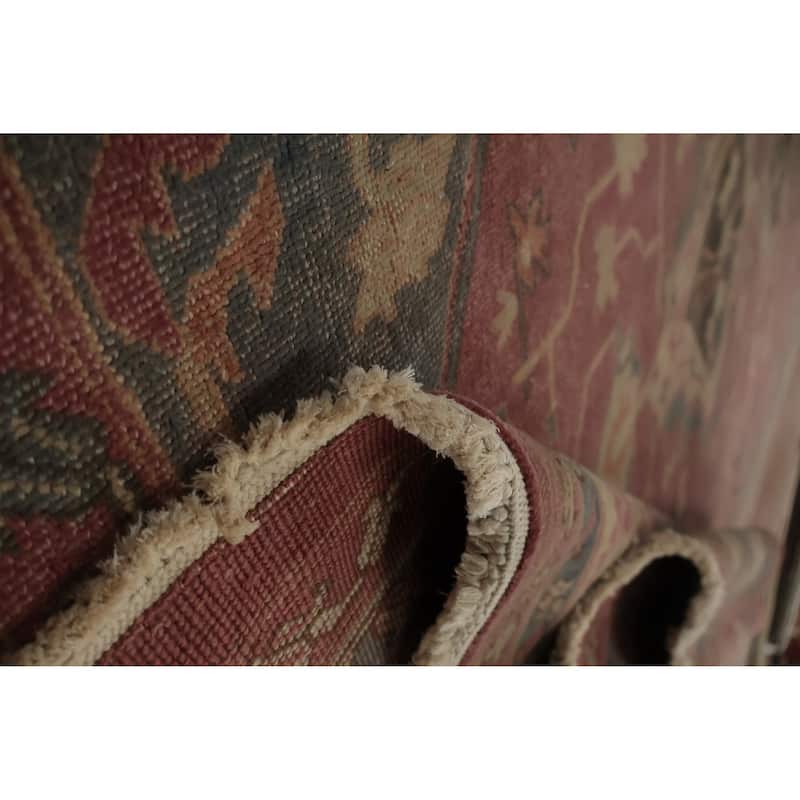 Hand Knotted Oriental 100% Wool Carpet Traditional Floral Pink Ziegler Area Rug - 11' 4'' X 8' 10''