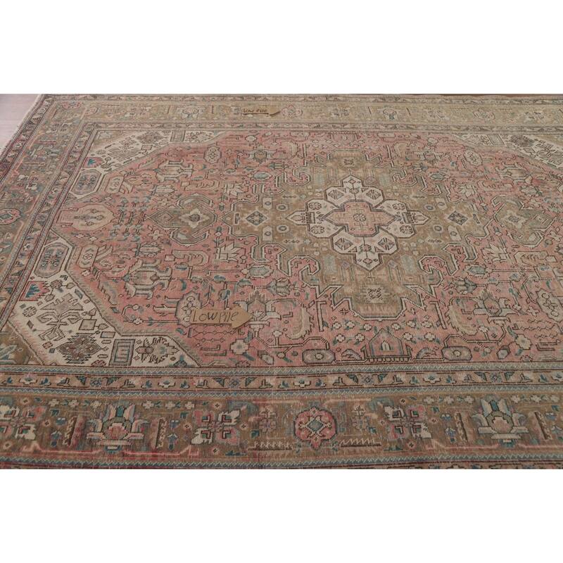 Hand Knotted Oriental 100% Wool Carpet Traditional Medallion Pink Tabriz Area Rug - 9' 9'' X 6' 8''