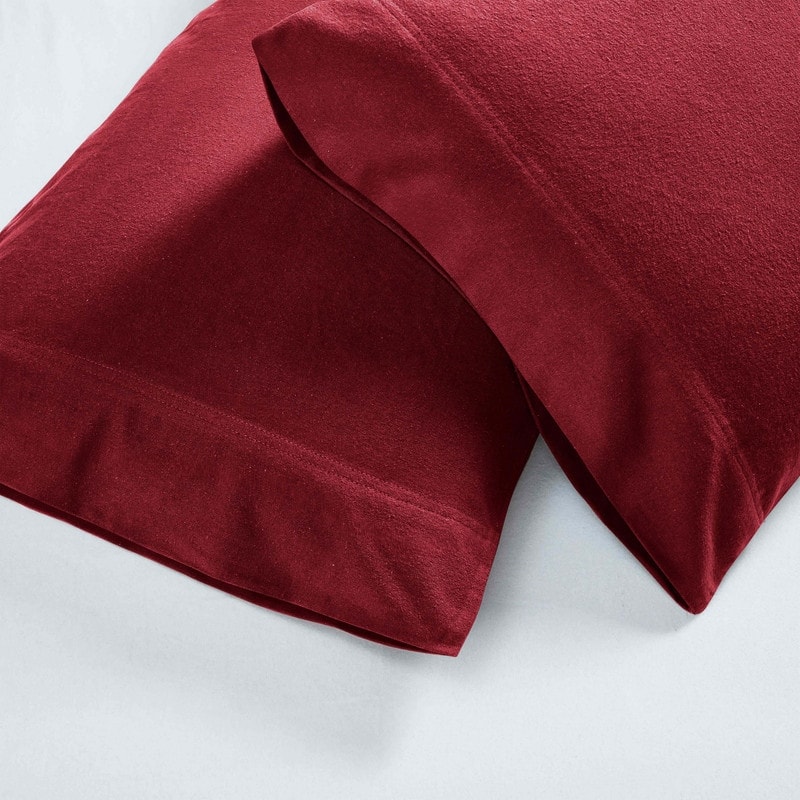 Superior Solid Flannel Cotton Fuzzy Pillowcases, Set of 2