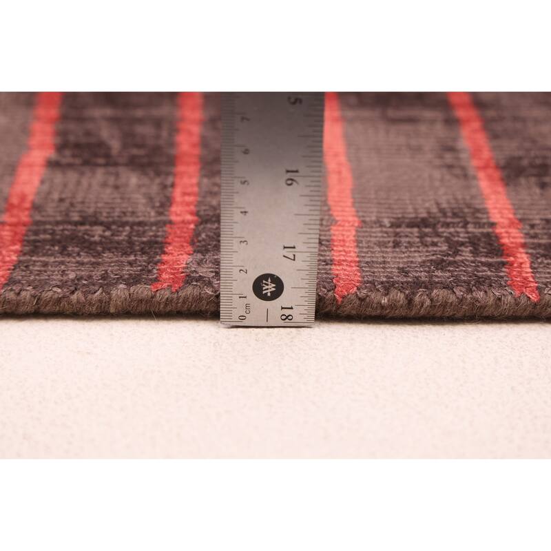 ECARPETGALLERY Hand Loomed Elysian Dark Brown, Light Grey Viscose Rug - 6'7 x 9'2