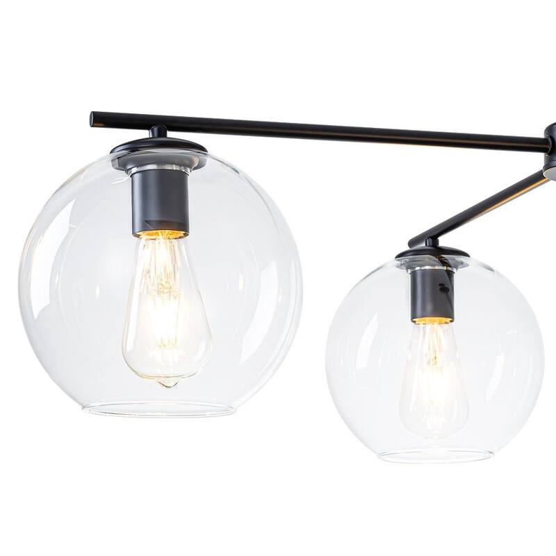 Chic Modern 4-Light Symmetrical Hand-blown Clear Glass Chandelier - 34.6 in