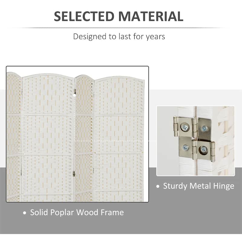 Nature Wood-White Poplar Paper Rope Folding Room Divider with Panels