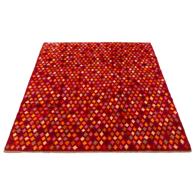 ECARPETGALLERY Hand-knotted Akhjah Red Wool Rug - 6'2 x 8'2