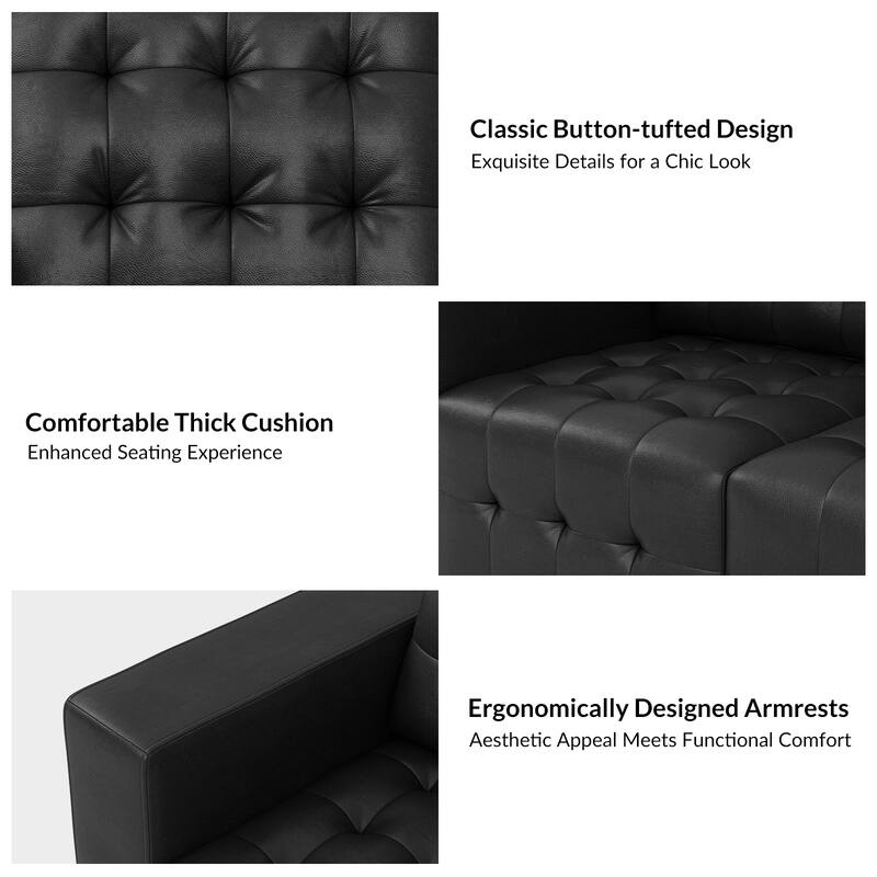 Aurora Genuine Leather Ottoman with Tufted Design by HULALA HOME