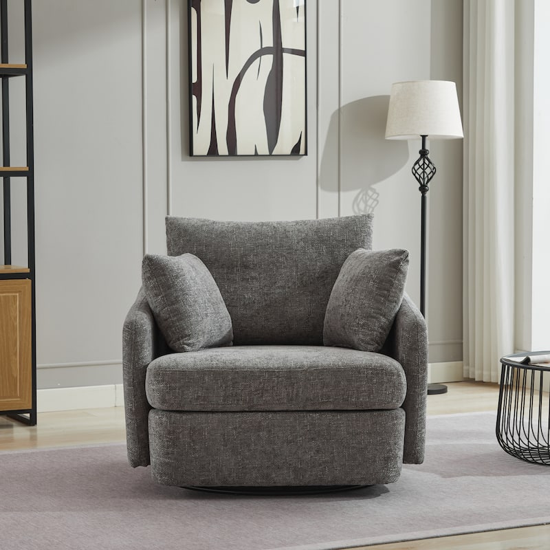 40.6" W Upholstered Swivel Accent Sofa Chair With Pillows