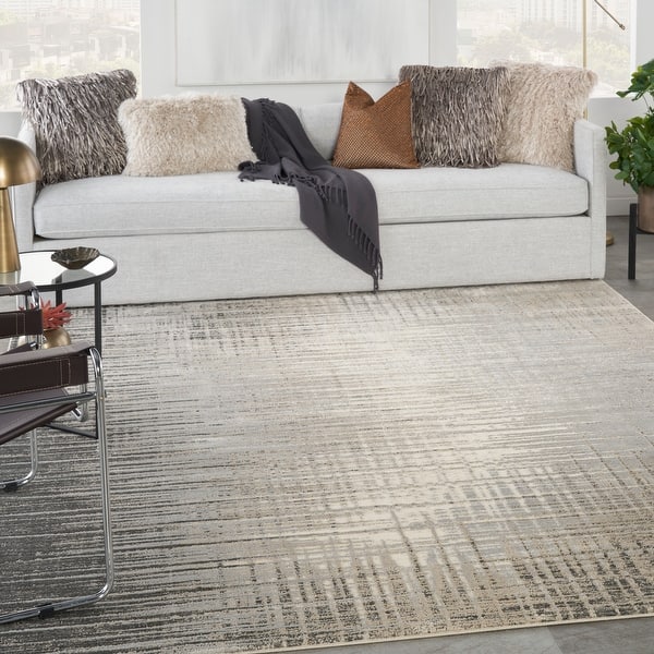 slide 2 of 10, Nourison Soma Contemporary Abstract Area Rug 7'10" x 9'10" - Grey/Ivory - Rectangle