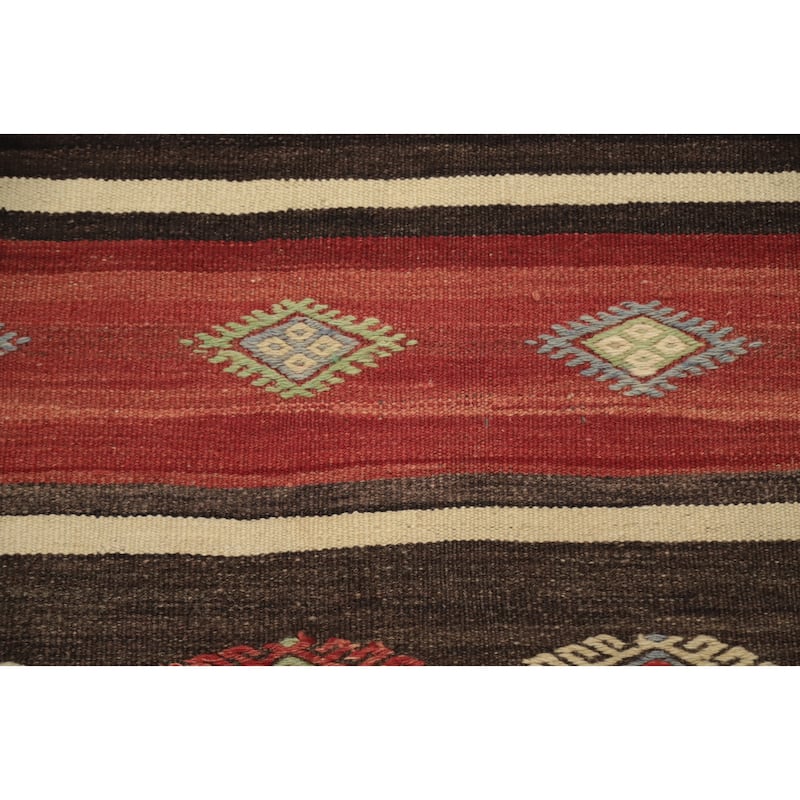 Hand Woven Oriental 100% Wool Carpet Southwestern Tribal Multi-Colored Kilim Area Rug - 10' 4'' X 5' 9''