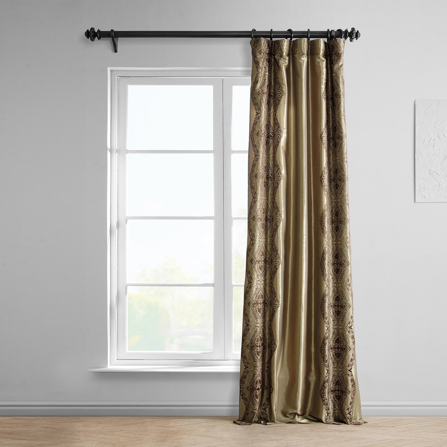 Exclusive Fabrics Chai Embroidered Faux Silk Curtain (1 Panel) - Bed ...