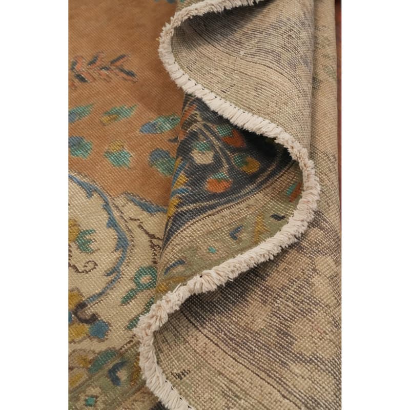 Hand Knotted Oriental 100% Wool Carpet Traditional Floral Oranges & Rust Tabriz Area Rug - 13' 0'' X 9' 9''