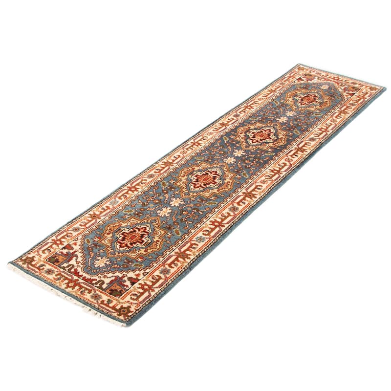 ECARPETGALLERY Hand-knotted Serapi Heritage Dark Blue Wool Rug - 2'6 x 9'10