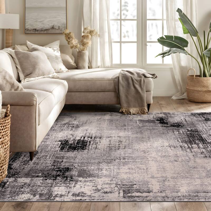 World Rug Gallery Dublin Contemporary Abstract Area Rug - 5' x 7' - Black - Runner