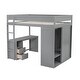 preview thumbnail 7 of 13, Gray Full Pine Wood Loft Bed w/ Wardrobes, 2-Drawer Desk w/ Cabinet