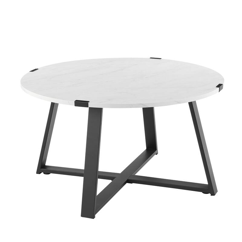 Ledel Modern Rustic Round Coffee Table Cocktail Table
