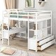 preview thumbnail 3 of 10, Full Size Loft Bed with Built-in Desk with Storage Shelves & Drawers,White