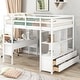 preview thumbnail 2 of 7, White Pinewood Loft Bed with Built-in Desk, Drawers, Shelves, and Storage Cabinets