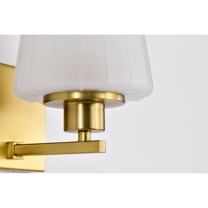 Lune 1 Light Vanity Vintage Brass Finish Etched White Glass - Vintage Brass