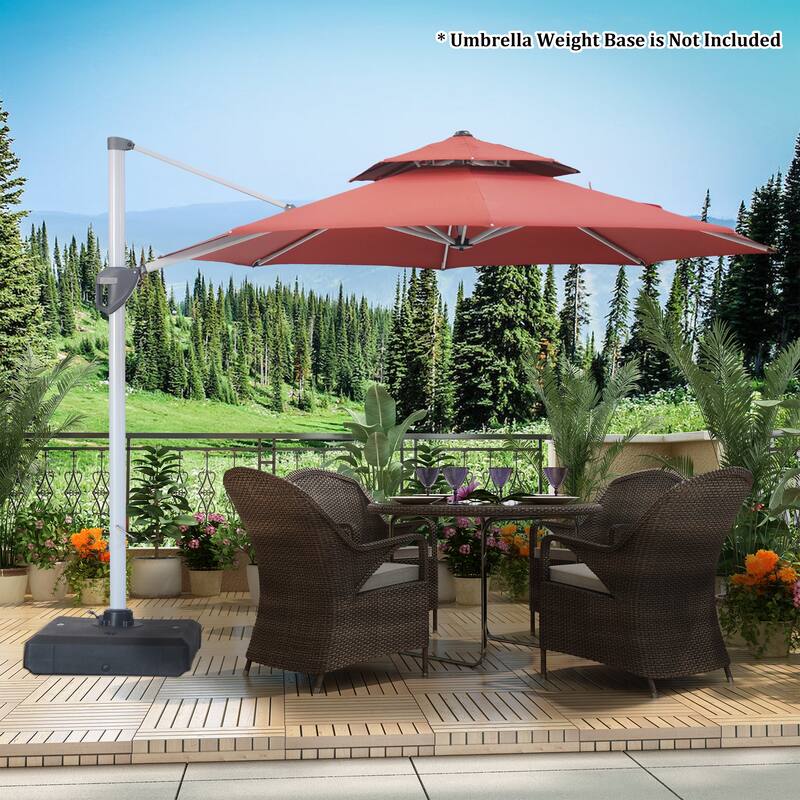Clihome 11ft Patio Cantilever Octagonal Outdoor Umbrella With Umbrella Cover