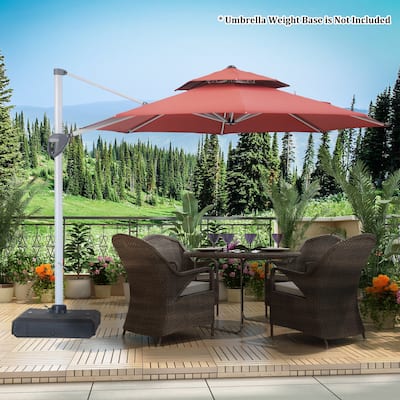 Clihome 11ft Patio Cantilever Octagonal Outdoor Umbrella With Umbrella Cover