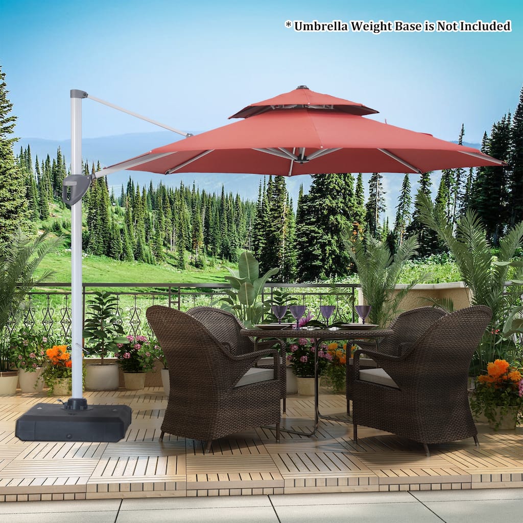 Clihome 11ft Patio Cantilever Octagonal Outdoor Umbrella With Umbrella Cover