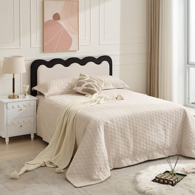 Upholstered Platform Bed Frame Queen Size with Headboard
