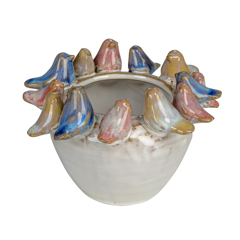 Decorative Stoneware Planter on Rim
