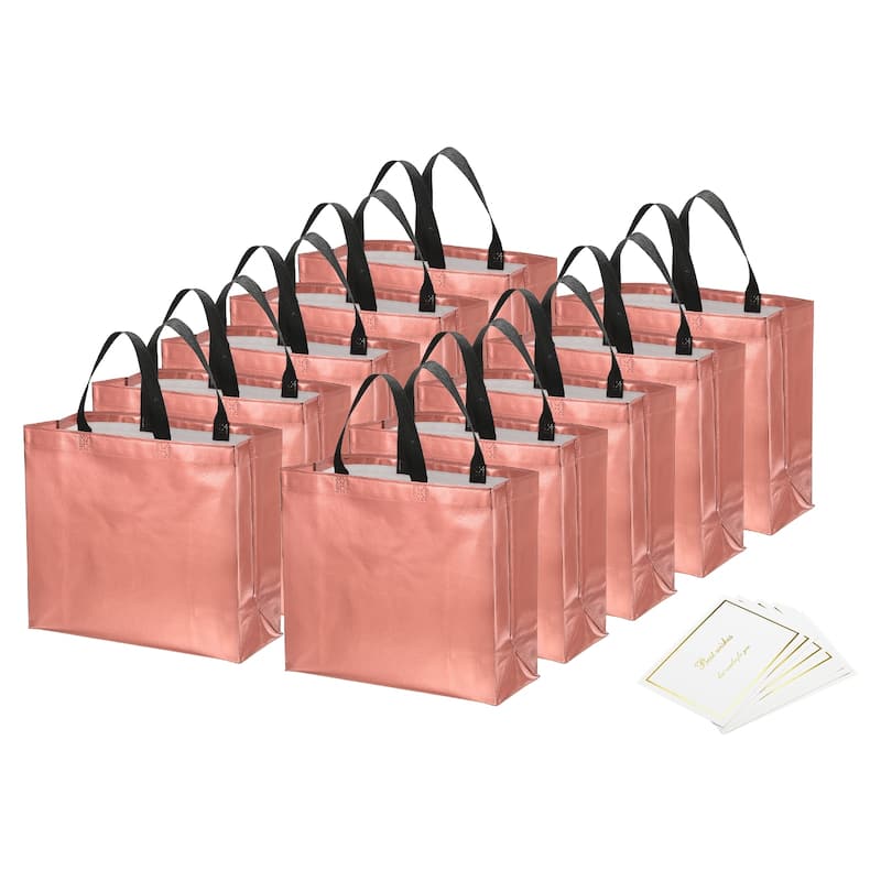 Gift Bags with Cards, 12 Set 13" Reusable Non-Woven Gift Goodie Bags - 13"x11"x5"