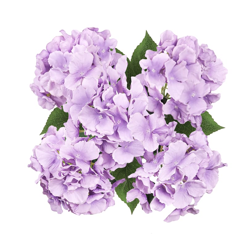 Set of 2 Lavender Artificial Hydrangea Flower Stem Bush Bouquet 19in - 19" L x 12" W x 12" DP