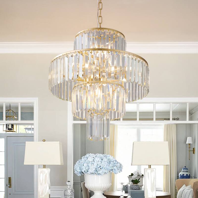Crystal Chandelier Modern Chandeliers Lights Fixture Hanging Pendant Light Fixture Dia 19.7 Inch