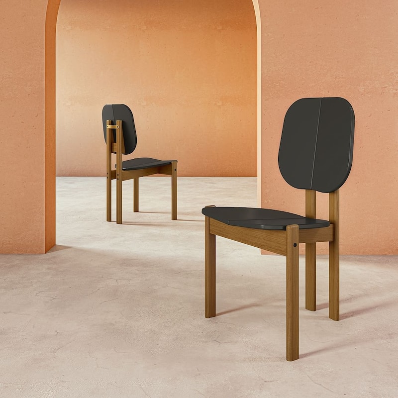 Manhattan Comfort Mid-Century Modern Gales Dining Chair - Black - Set of 2