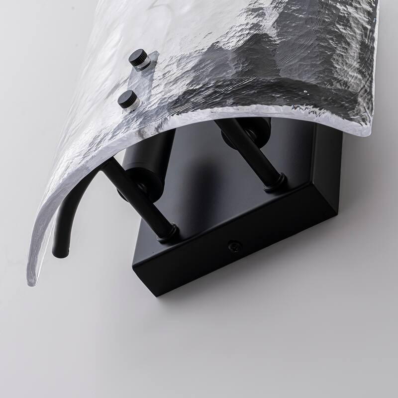 2-Light Matte Black Wall Sconce with Clear Glass Shade