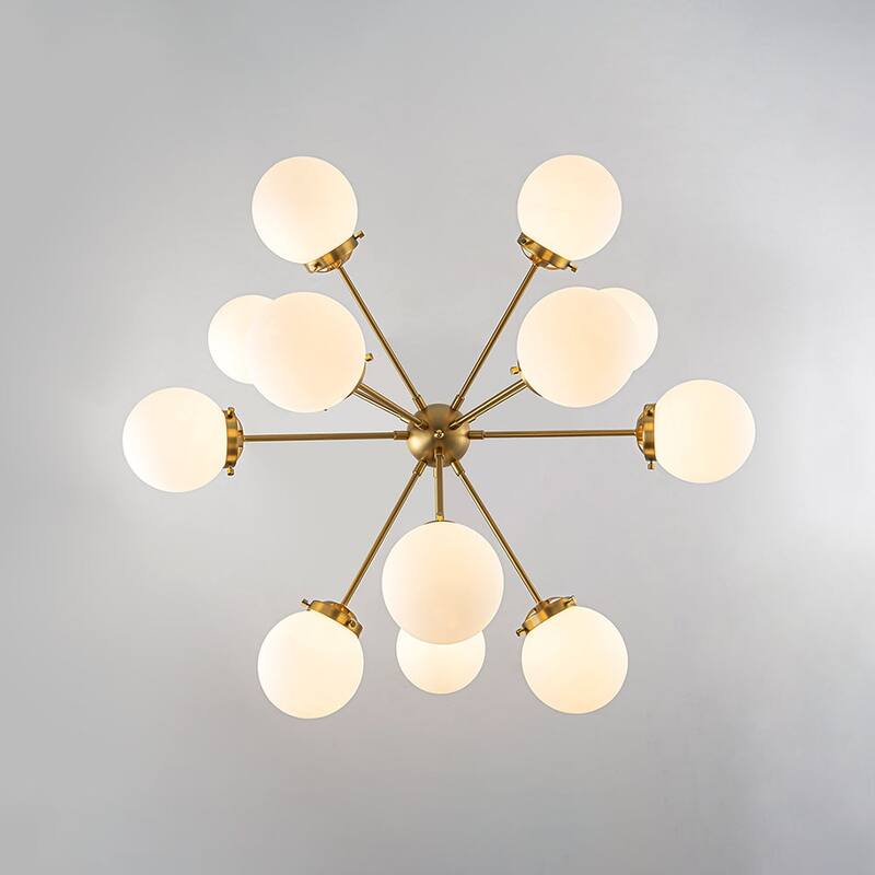 Glam 12-Light Frosted Glass Bubble Round Sputnik Chandelier 34in