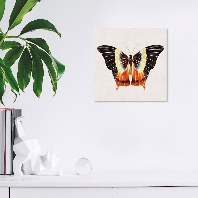 Wynwood Studio Canvas Animals Tricolor Butterfly Black and Dark Orange Tropical Wall Art Canvas Print - Black, Orange - 12 x 12