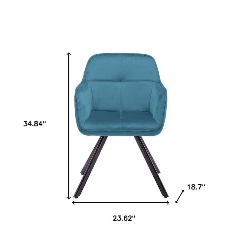 Modern Velvet Upholstered Armchair with Tufted Back and Metal Legs Dining or Accent Seating - 34.84”H x 23.62”W x 18.7”D