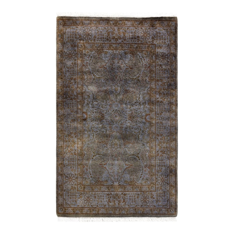 Overton Hand Knotted Wool Vintage Inspired Modern Contemporary Overdyed Brown Area Rug - 2' 7" x 4' 4"