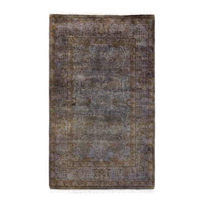 Overton Hand Knotted Wool Vintage Inspired Modern Contemporary Overdyed Brown Area Rug - 2' 7" x 4' 4"
