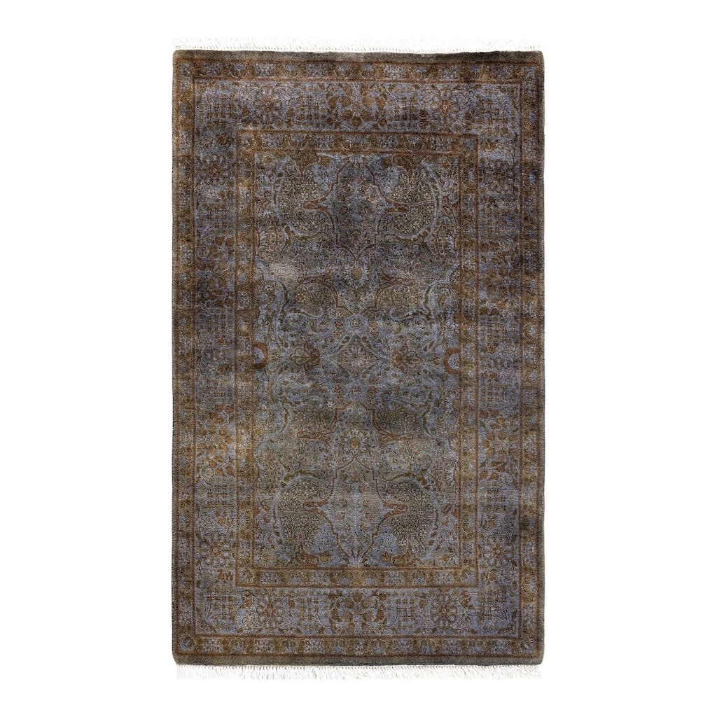 Overton Hand Knotted Wool Vintage Inspired Modern Contemporary Overdyed Brown Area Rug - 2' 7" x 4' 4"