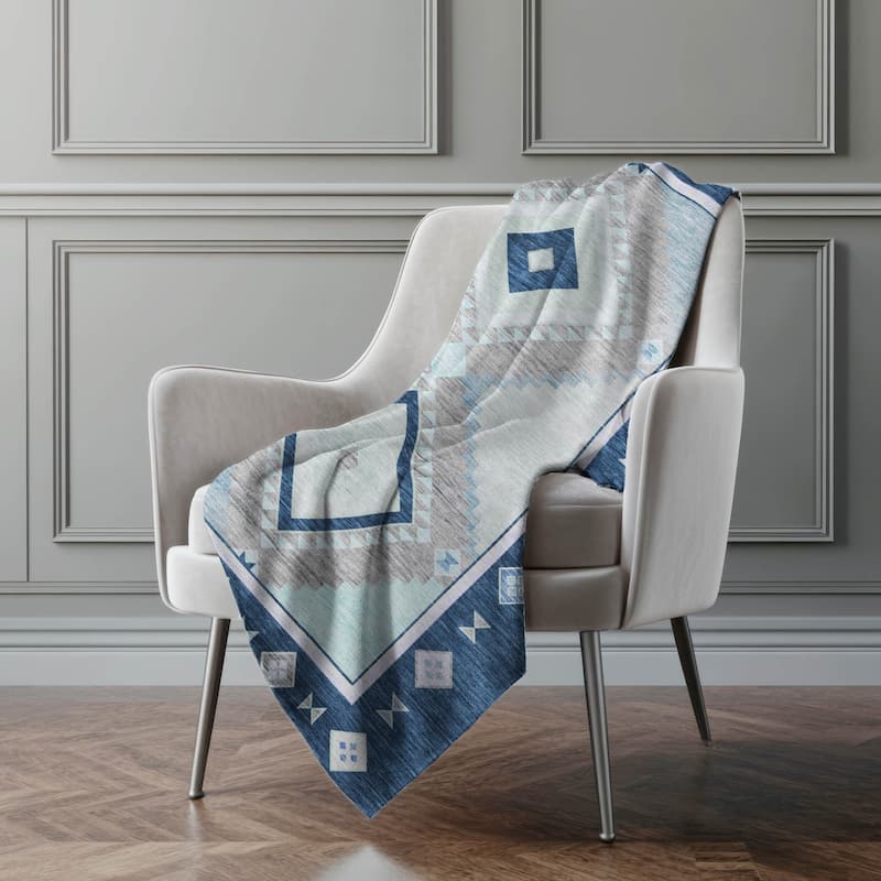 Premium Machine Washable ASB177 Boho Tribal Sherpa Throw Blanket