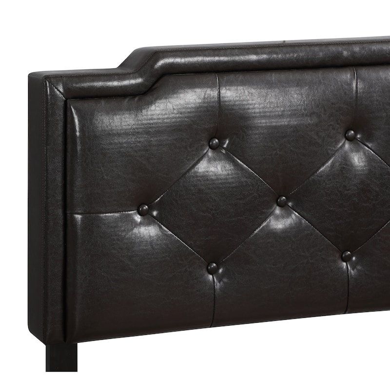 Queen Size PU Platform Bed with Adjustable Headboard and Tufting design