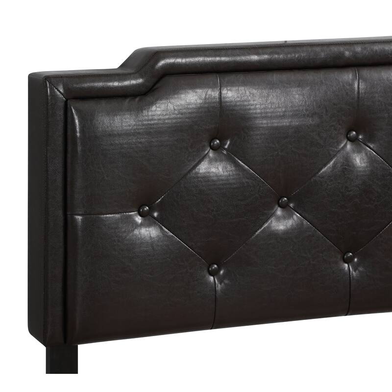 Tufted Full Bed with Adjustable Headboard in Cappuccino Finish